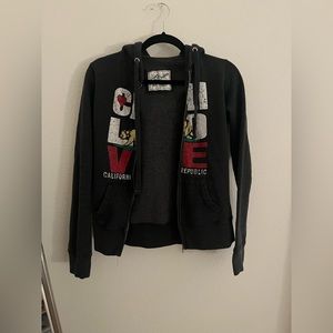 Adorable Dark Grey Cali Love zip up hoodie!